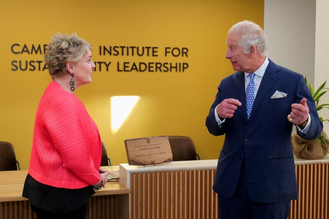 The Prince of Wales during a visit to the Entopia building