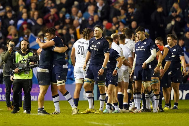 Scotland celebrate Six Nations victory over England