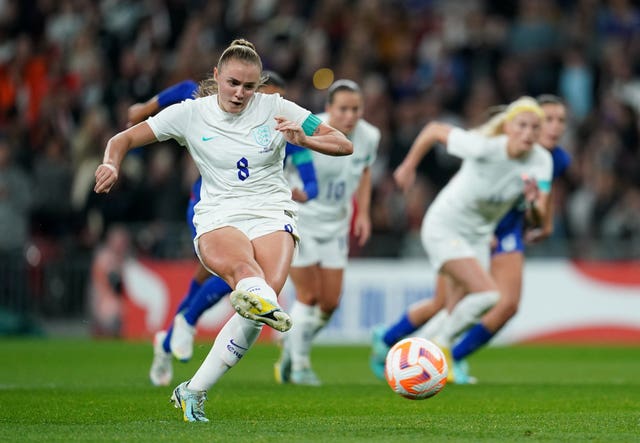 Georgia Stanway scores her penalty