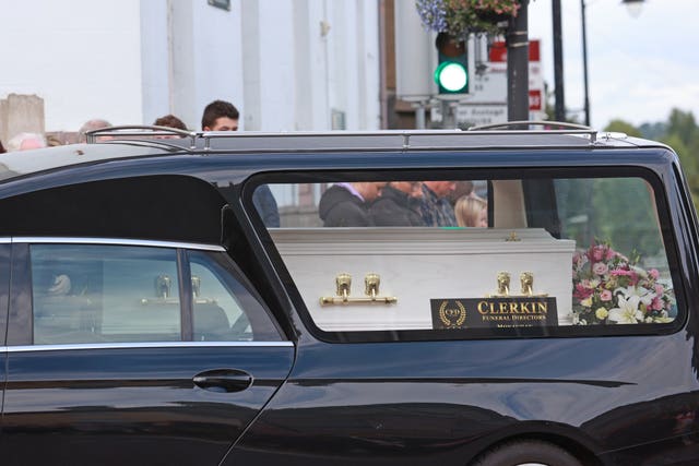 The hearse carrying the remains of Dlava Mohamed arrives at the family home in Clones, Co Monaghan 