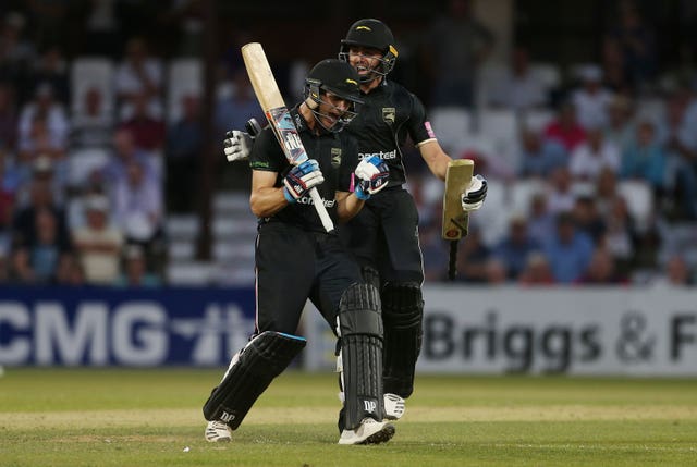 Colin Ackerman celebrates Leicestershire's victory (David Davies/PA)