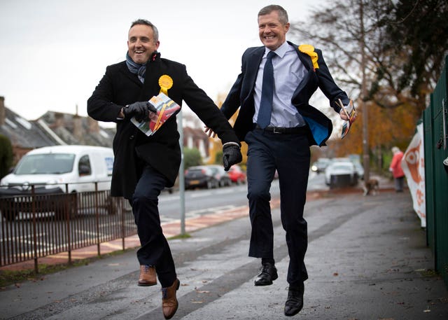 Scottish Liberal Democrat leader Willie Rennie (right) and party General Election campaign chairman Alex Cole-Hamilton in Edinburgh 