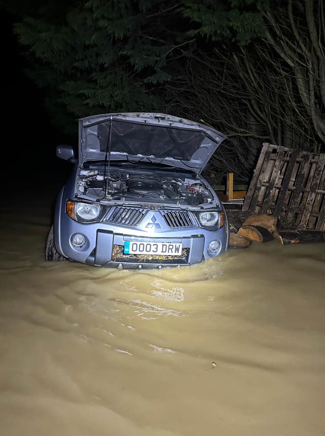 Photo issued by David Walters of his truck in flood water