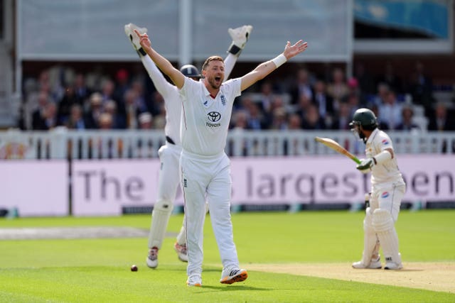 Ollie Robinson celebrates a wicket