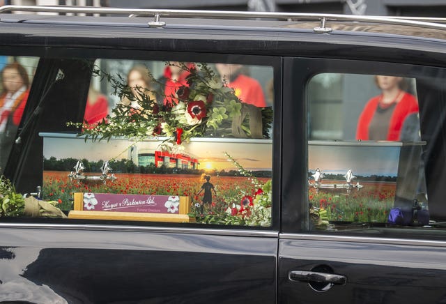 The hearse carrying the coffin of Poppy Atkinson