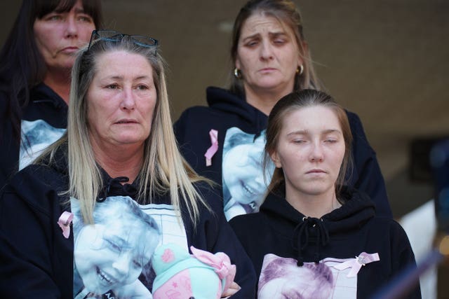 Cheryl Korbel, (left) mother of nine-year-old Olivia Pratt-Korbel outside Manchester Crown Court after Thomas Cashman, 34, of Grenadier Drive, Liverpool, was sentenced. 