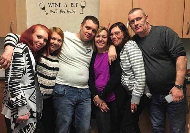 From left, Lynne Waring (sister), Linda Waring (mum), Peter Waring (brother), Karen O'Reilly (sister), Susan Waring and Patrick O’Reilly (Karen’s husband)