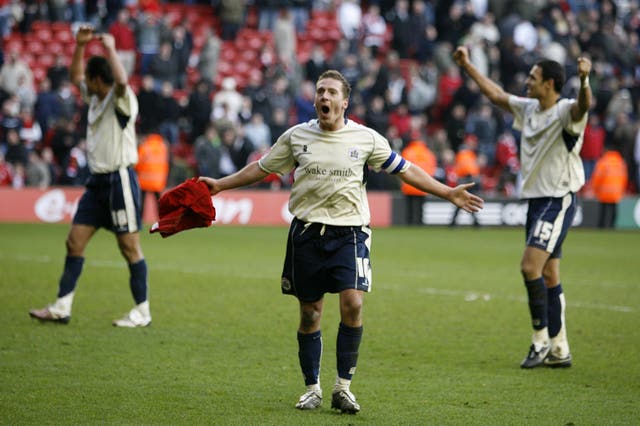 Barnsley’s Brian Howard celebrates scoring