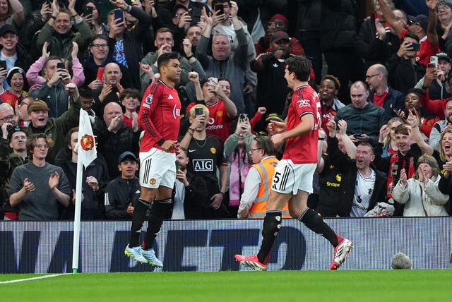 Manchester United’s Casemiro celebrates scoring