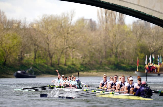 Cambridge celebrate their fifth successive women's Boat Race success 