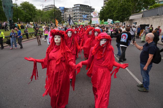 Red-robed protesters