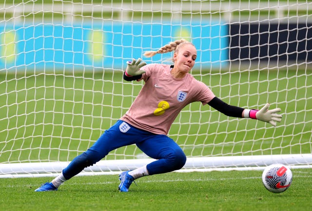 England goalkeeper Ellie Roebuck during a training session
