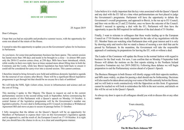 Text of Boris Johnson letter