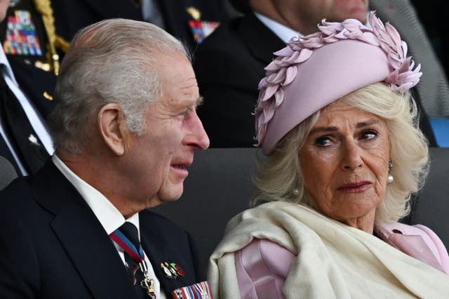 Charles and Camilla appear moved at the UK’s national commemorative event for the 80th anniversary of D-Day (