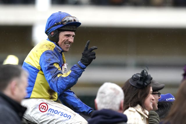 Harry Skelton celebrates aboard Langer Dan 