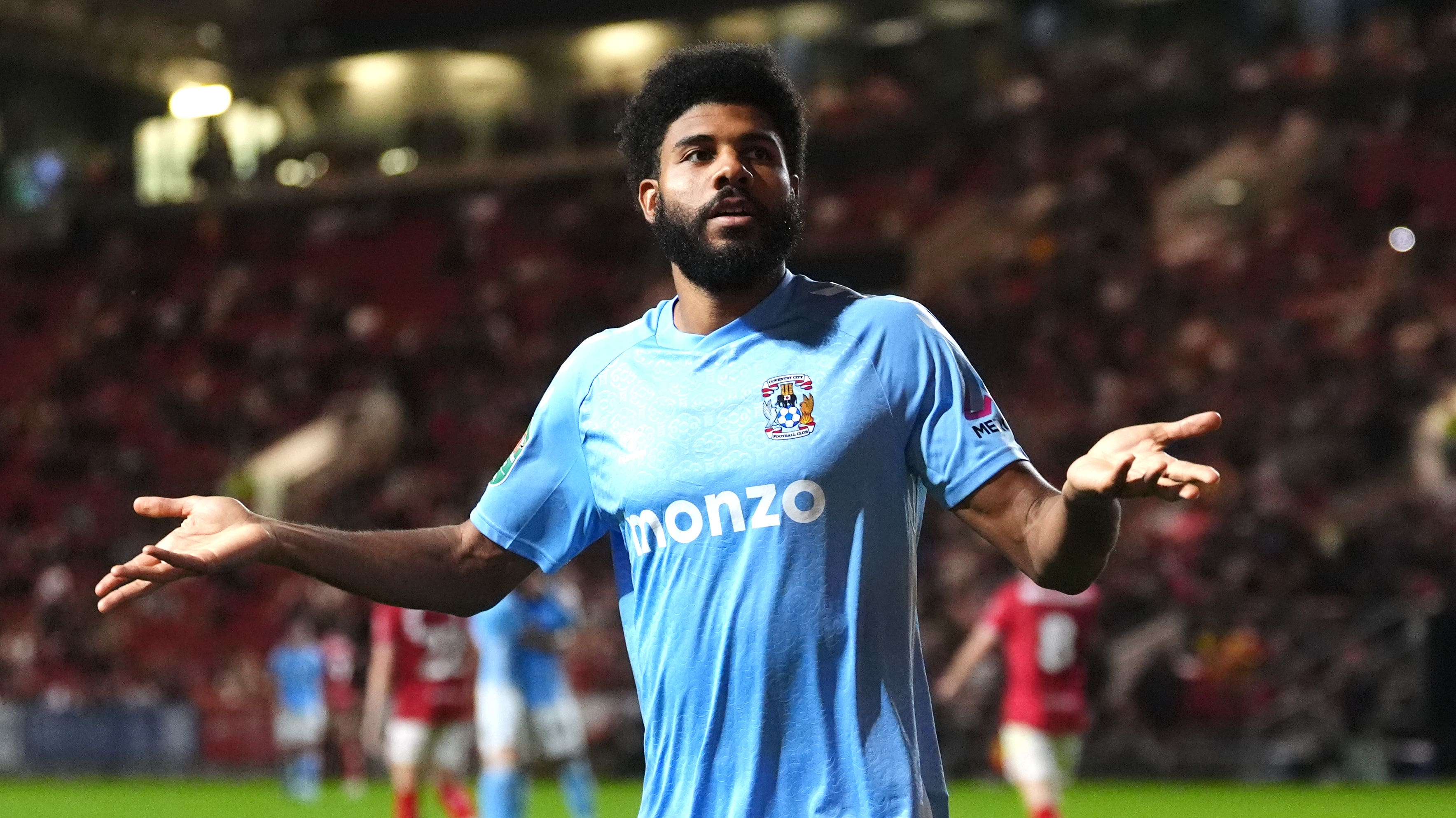 Ellis Simms broke the deadlock after 65 minutes for Coventry (Adam Davy/PA)