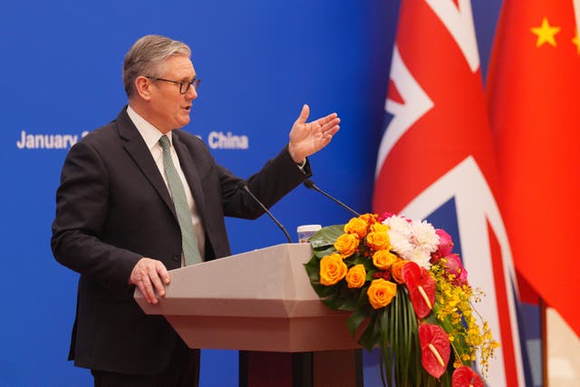 Prime Minister Sir Keir Starmer speaking during the 2026 UK-China Business Council at the Great Hall of the People in Beijing