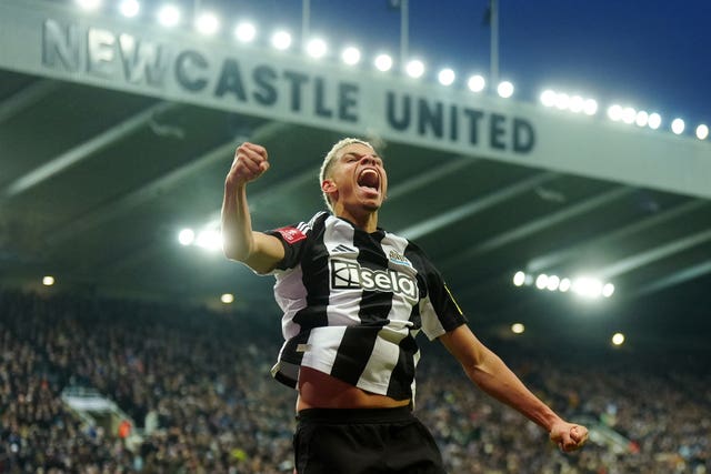 William Osula celebrates scoring for Newcastle