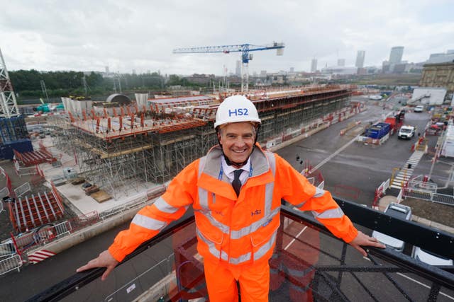 Transport Secretary Mark Harper during a visit to the site of the HS2 project at Curzon Street station in Birmingham