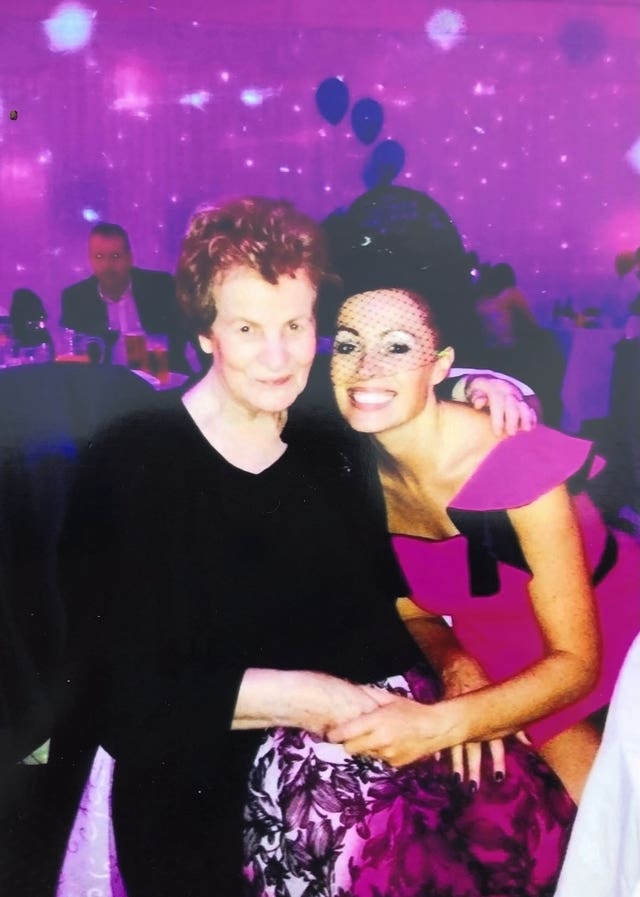 Martina Ferguson (right) pictured at a family wedding in 2012 with her mother Ursula Derry