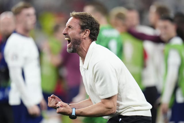 England manager Gareth Southgate celebrates victory 