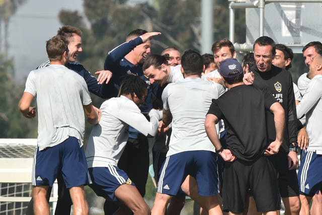 Zlatan Ibrahimovic met his new team-mates on Saturday