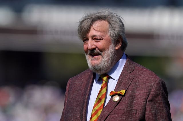 Stephen Fry watches cricket at Lord's