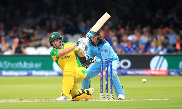 Aaron Finch hit Moeen Ali for the first six of the day.