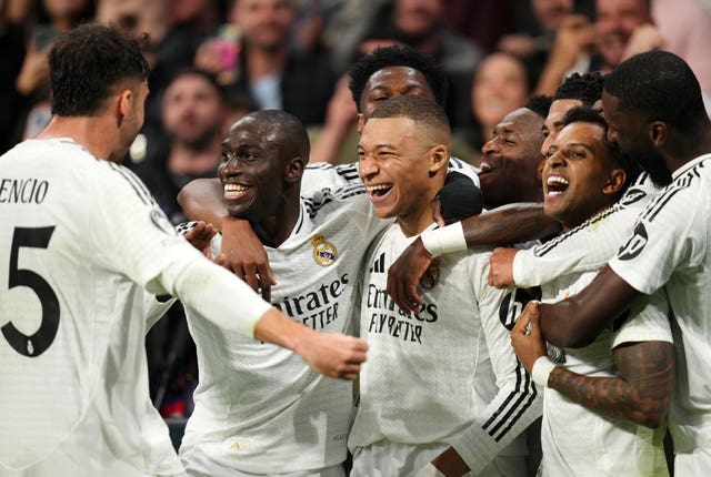 Real Madrid celebrates with his team-mates