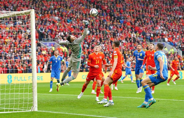 Wayne Hennessey makes a save against Ukraine