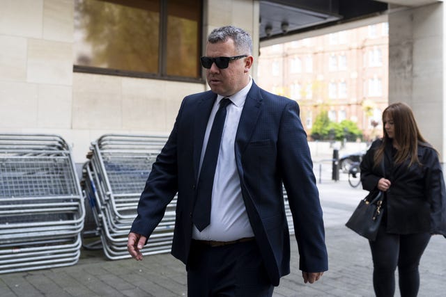 Metropolitan Police officer Jonathan Marsh, arrives at Westminster Magistrates’ Court, central London, for sentencing 