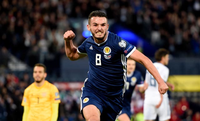 Scotland’s John McGinn celebrates opening the scoring