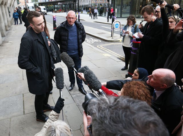 David Challen speaks to reporters outside the Old Bailey