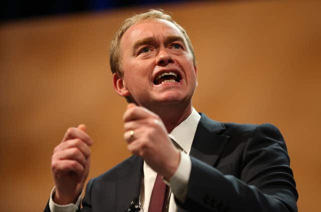 Tim Farron said 'May's militants' are hijacking the Tory Party (Andrew Matthews/PA)