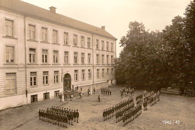 Rollcall and saluting the flag at NPEA Rugen 