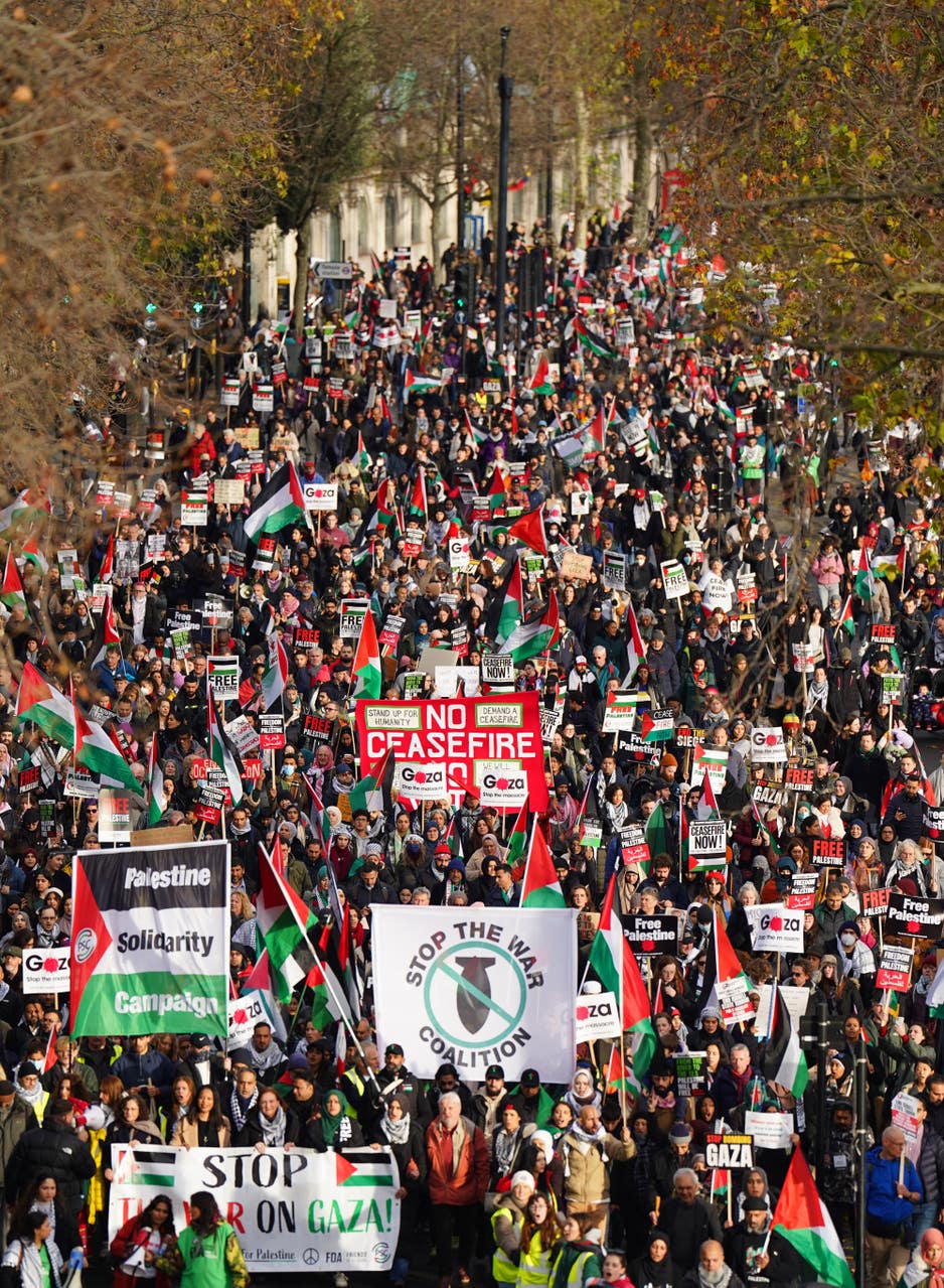Thousands of pro-Palestine protesters call for immediate ceasefire