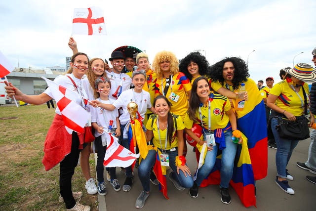 Colombia and England fans