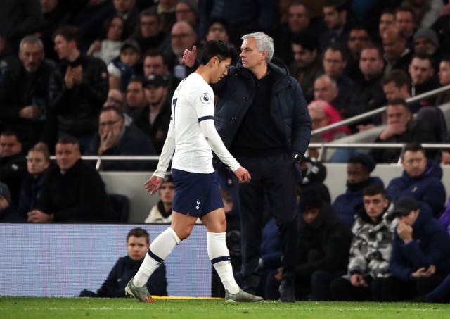 Son Heung-min, left, was sent off for kicking Antonio Rudiger