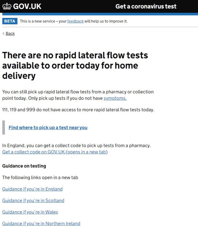 Issues around test deliveries ran into a second day as demand soared (PA)