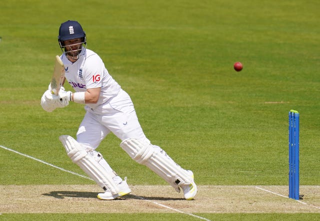 Ben Duckett hits through the off side against Ireland