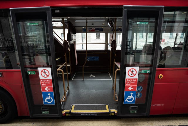 Bus services were ramped up to 85% of normal frequencies this week (Aaron Chown/PA)