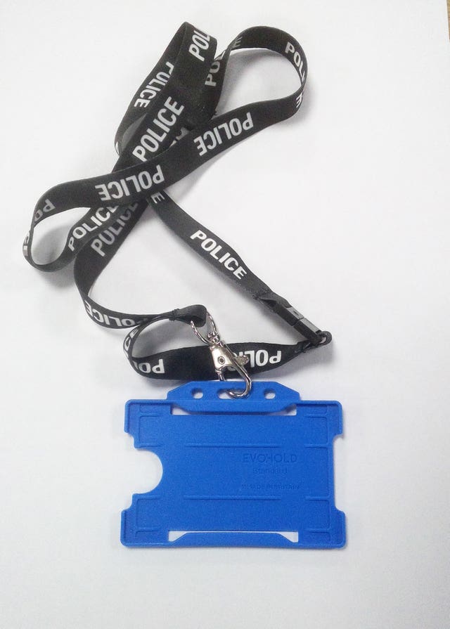 A lanyard used by Davey, who pretended to be a police officer