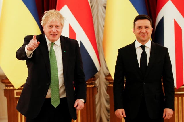 Boris Johnson in Kyiv last week for crisis talks with Ukrainian president Volodymyr Zelensky 