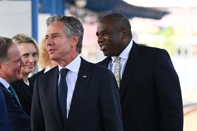 Foreign Secretary David Lammy and US Secretary of State Antony Blinken at Kyiv train station