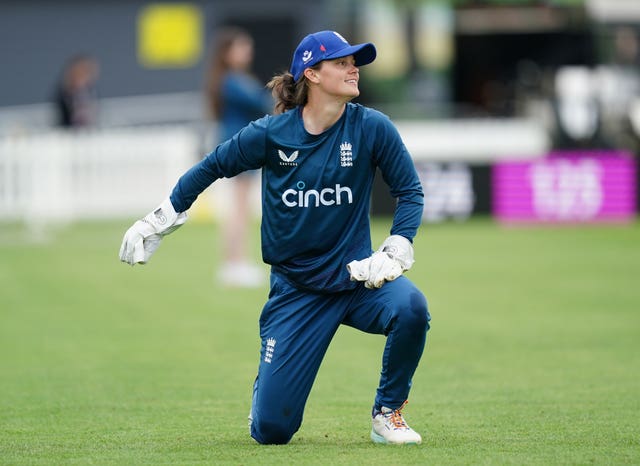 Amy Jones' five catches at the weekend was a record for an England wicketkeeper in a women's ODI (David Davies/PA)