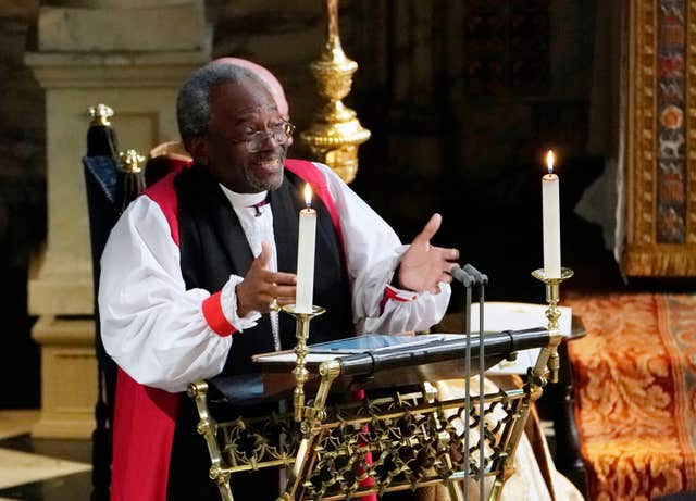The Most Rev Bishop Michael Curry, primate of the Episcopal Church, delivered a passionate sermon (Owen Humphreys/PA)