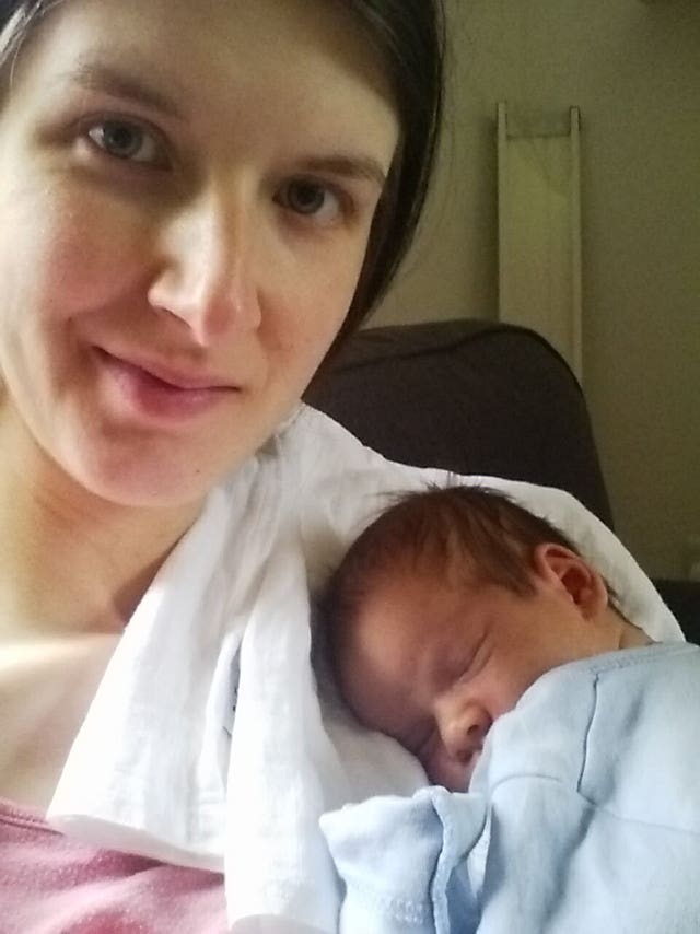 Mrs Smith and baby Jonathan, who was delivered by caesarean section three days later