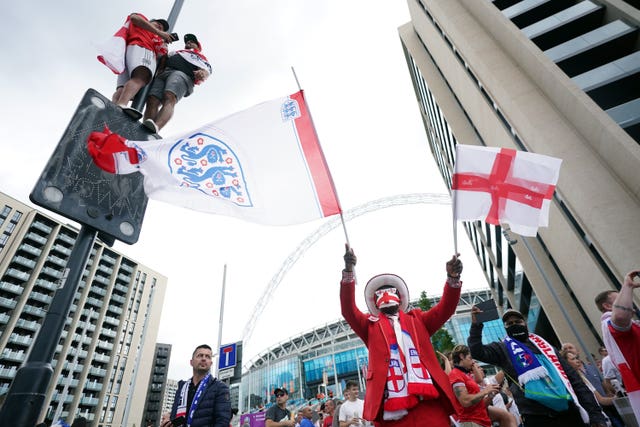 England fans outside the ground ahead of the Euro 2020 final 