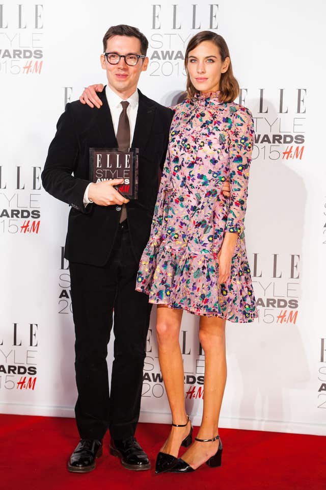 Erdem Moralioglu with Alexa Chung at the Elle Style Awards 2015