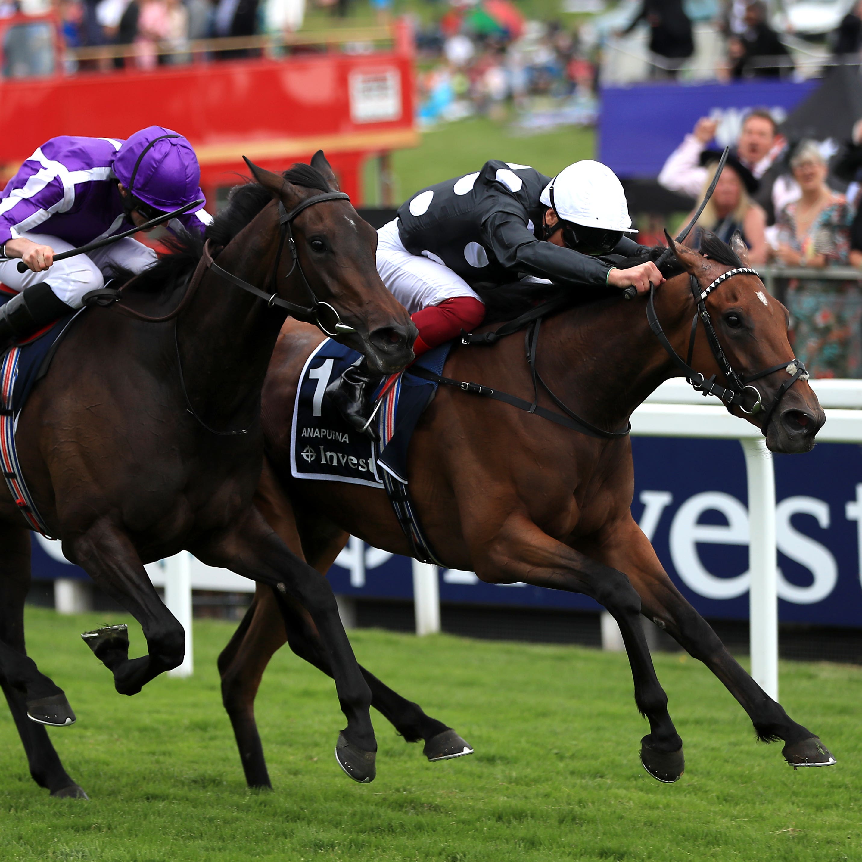 Pink Dogwood (left) was just beaten in the Oaks at Epsom